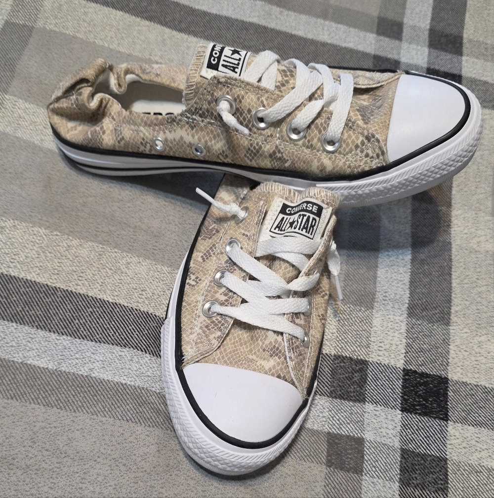 Converse Beige Snake Pattern Sneakers